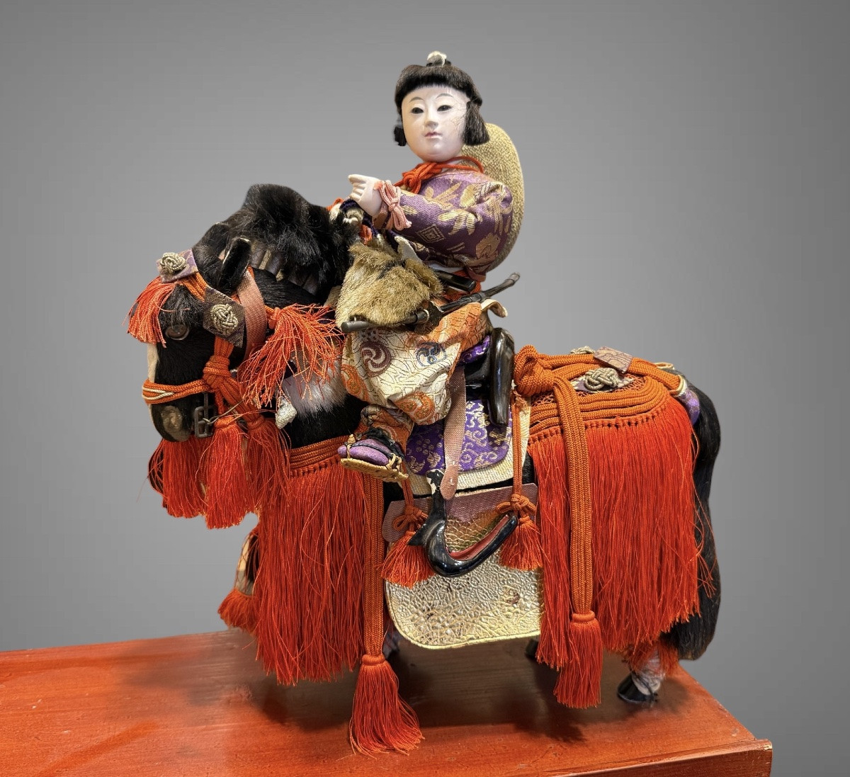 Musha Ningyô Doll Featuring A Samurai On Horseback And His Squire - Showa Period (1926-1989).-photo-2