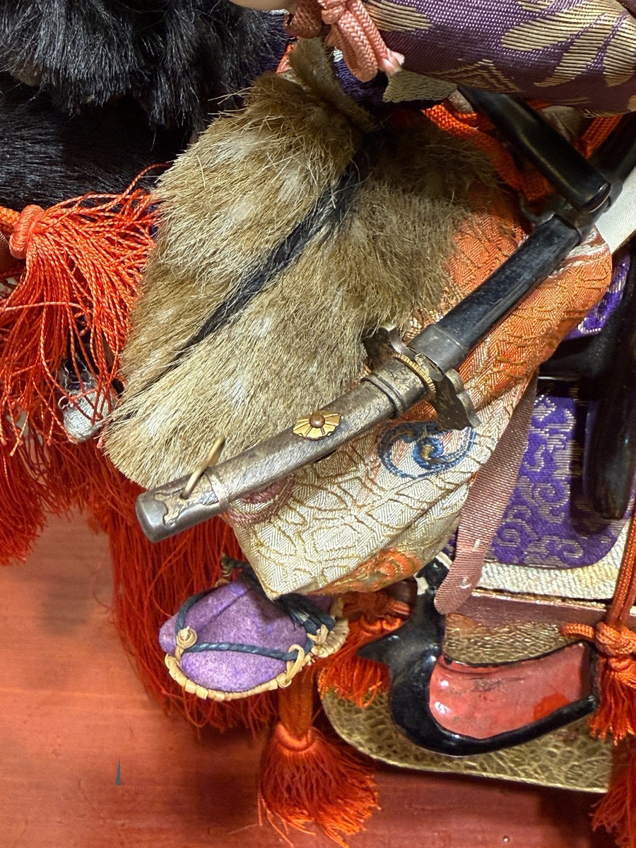 Musha Ningyô Doll Featuring A Samurai On Horseback And His Squire - Showa Period (1926-1989).-photo-3