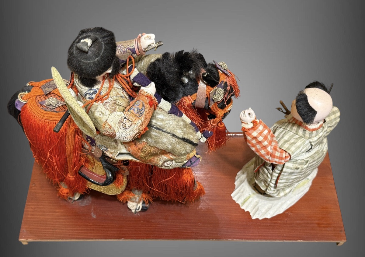 Musha Ningyô Doll Featuring A Samurai On Horseback And His Squire - Showa Period (1926-1989).-photo-8