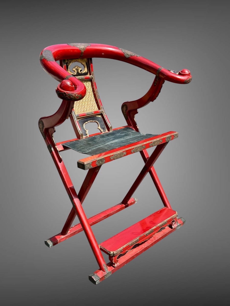Temple Folding Armchair - Meiji Period (1868-1912).-photo-2