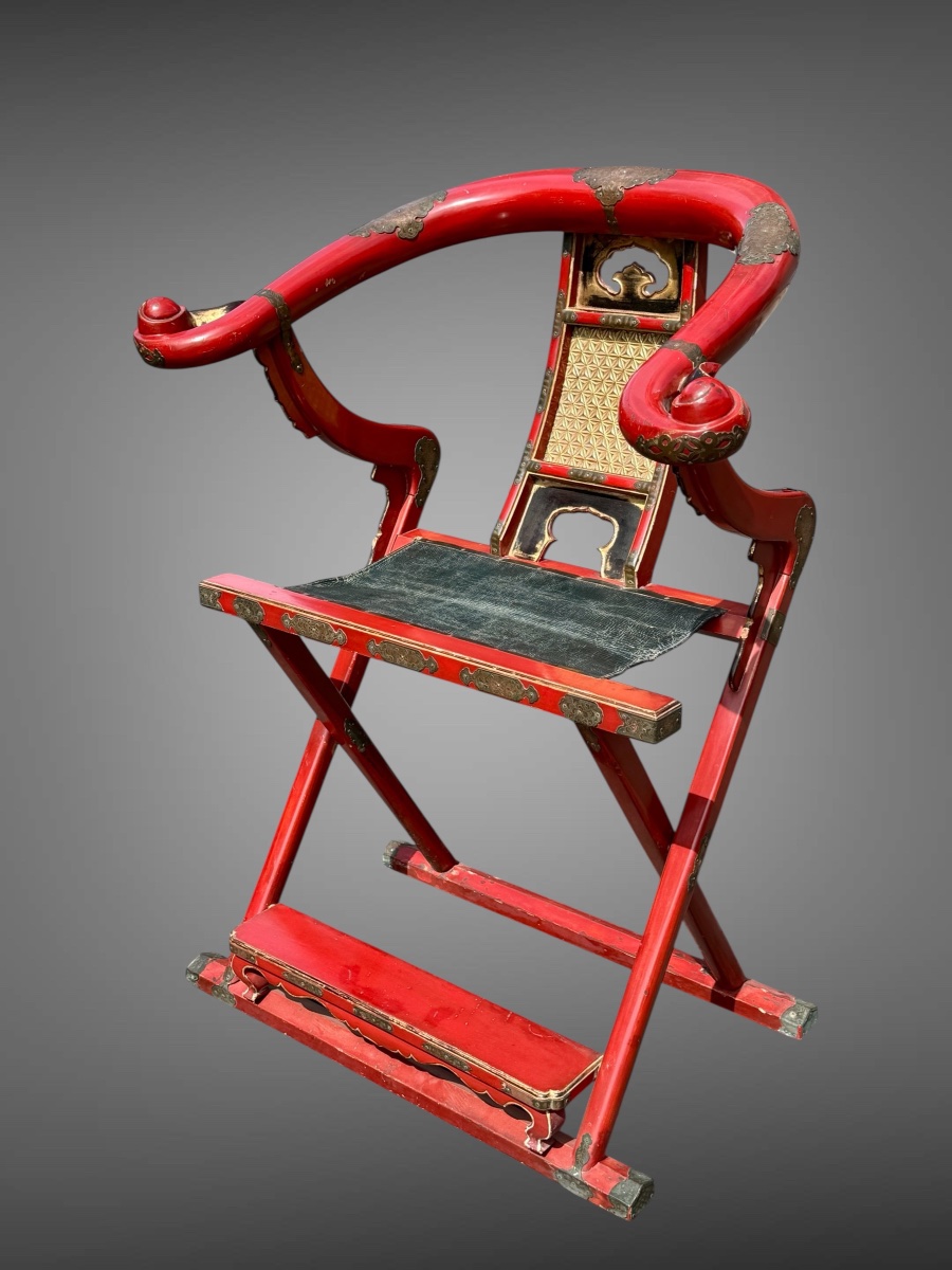 Temple Folding Armchair - Meiji Period (1868-1912).-photo-3
