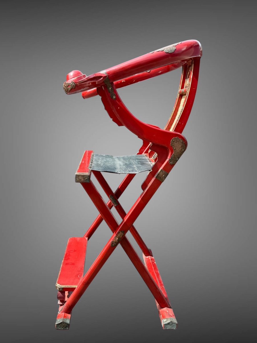 Temple Folding Armchair - Meiji Period (1868-1912).-photo-4
