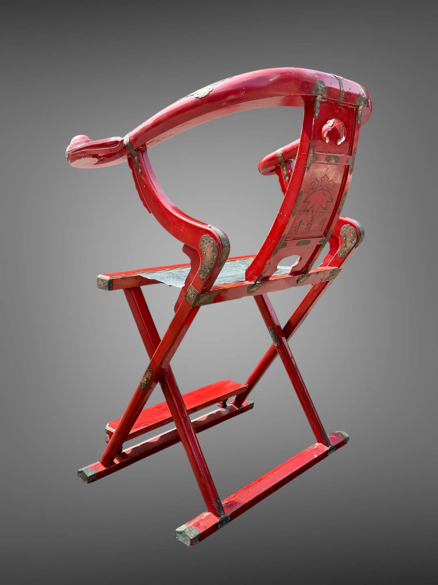Temple Folding Armchair - Meiji Period (1868-1912).-photo-2