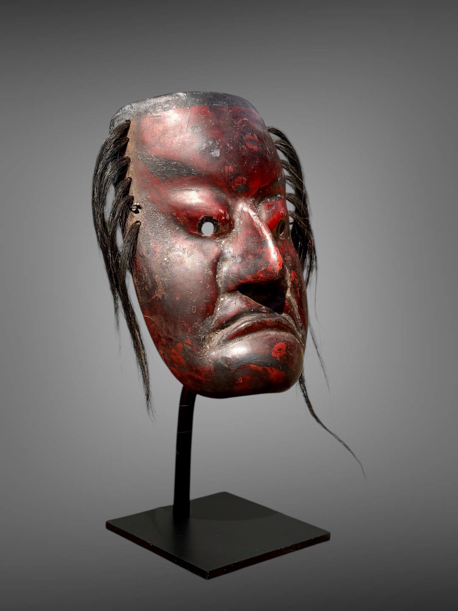 Masque Kagura, type démon,  en bois monoxyde sculpté  - Période Edo (1603 - 1868).-photo-2