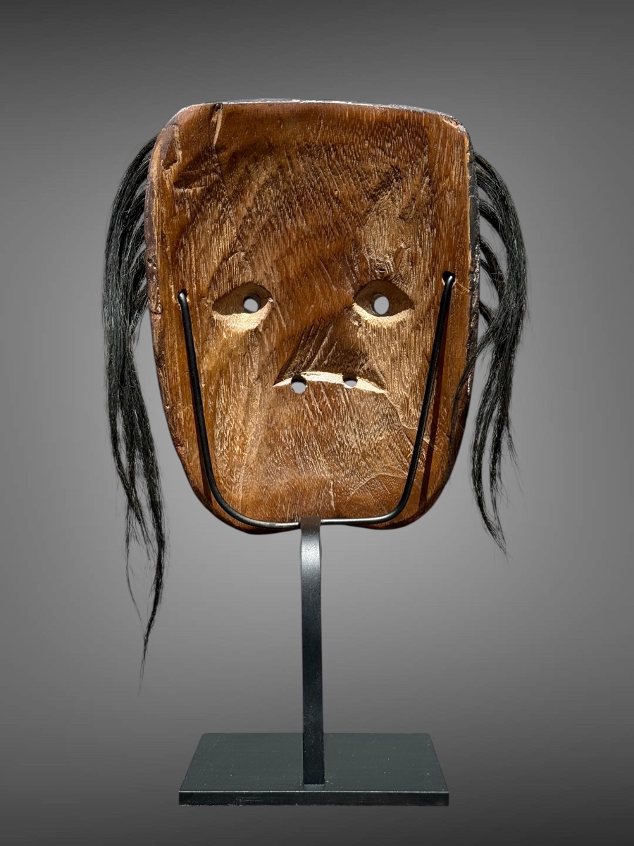 Masque Kagura, type démon,  en bois monoxyde sculpté  - Période Edo (1603 - 1868).-photo-4