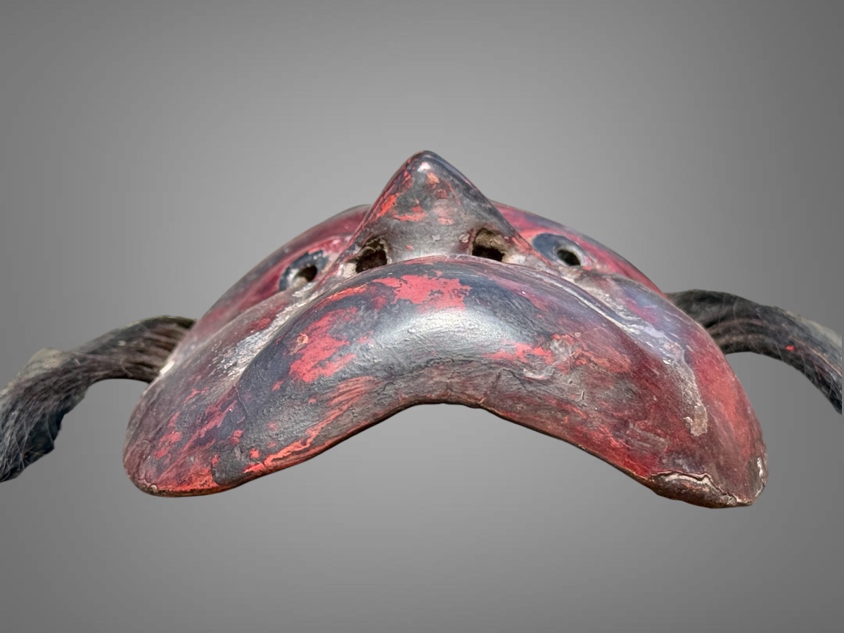 Masque Kagura, type démon,  en bois monoxyde sculpté  - Période Edo (1603 - 1868).-photo-4