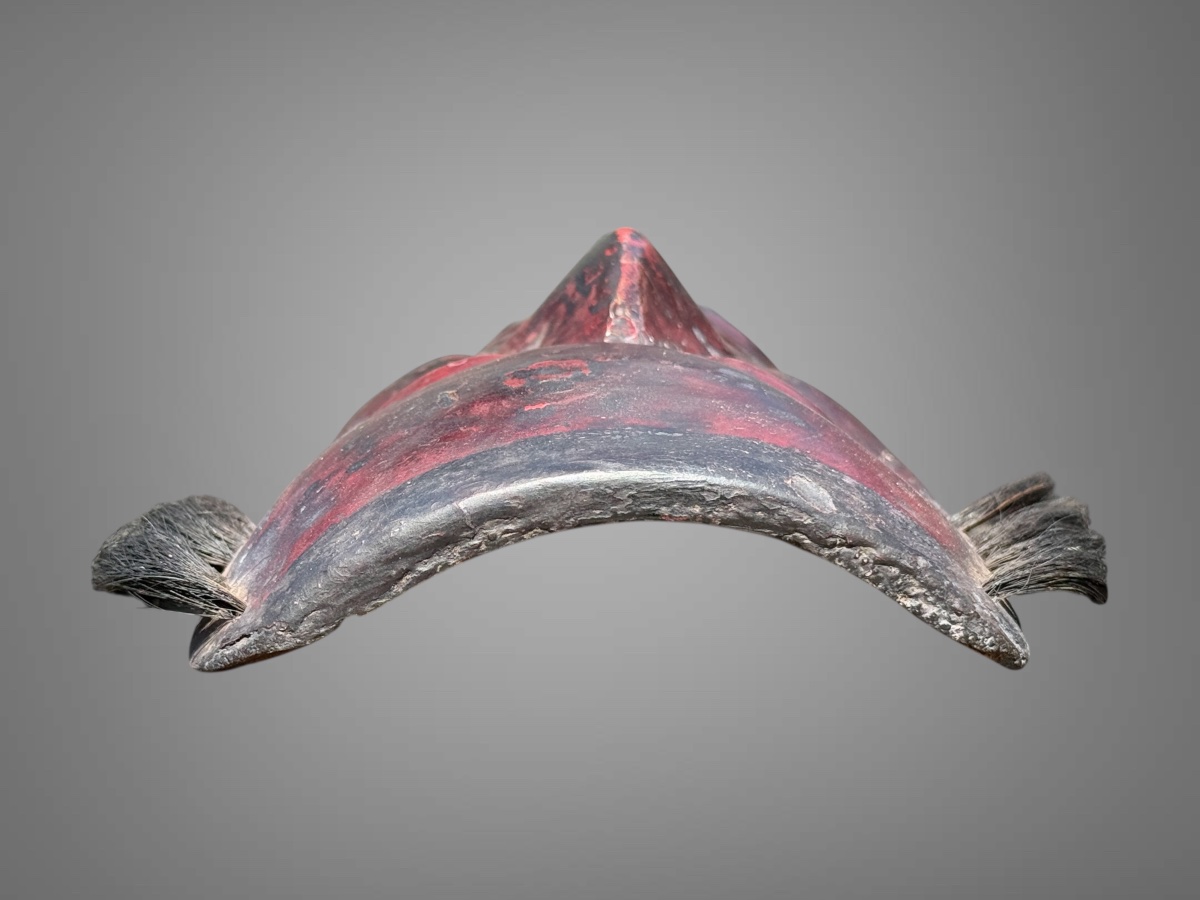Masque Kagura, type démon,  en bois monoxyde sculpté  - Période Edo (1603 - 1868).-photo-5
