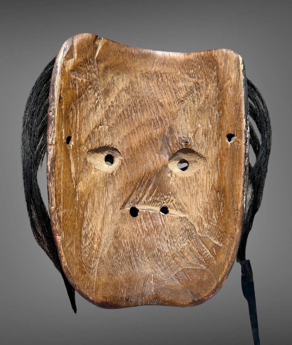 Masque Kagura, type démon,  en bois monoxyde sculpté  - Période Edo (1603 - 1868).-photo-6