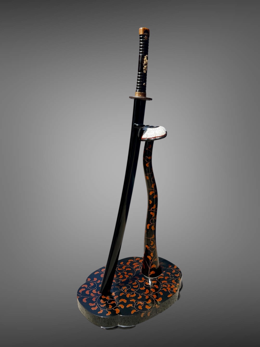 Katanakake en bois laqué et coquille d’oeuf - Période Edo (1603-1868).-photo-8