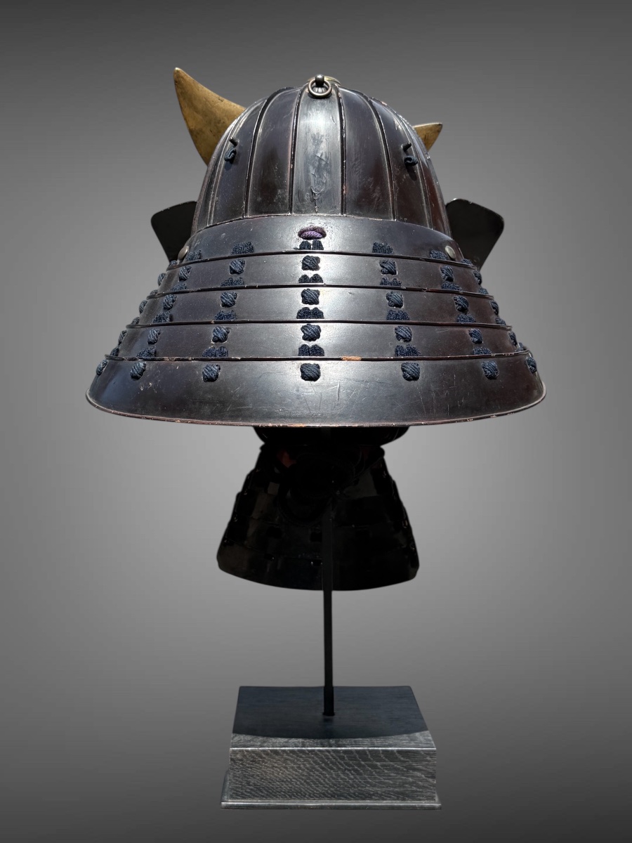 Ensemble Kabuto et Mempo d’un samouraï du clan Yui - Période Edo (1603-1868).-photo-4