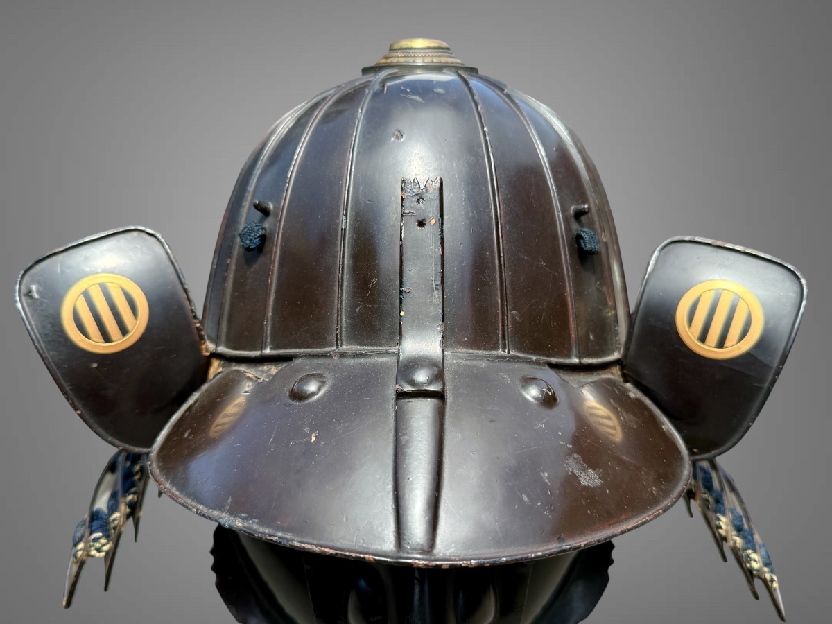 Ensemble Kabuto et Mempo d’un samouraï du clan Yui - Période Edo (1603-1868).-photo-3