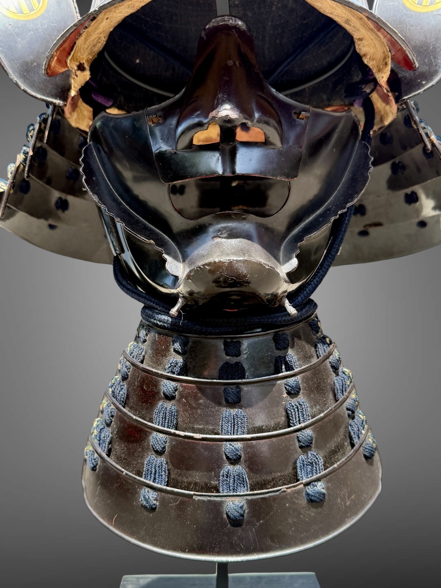 Ensemble Kabuto et Mempo d’un samouraï du clan Yui - Période Edo (1603-1868).-photo-7