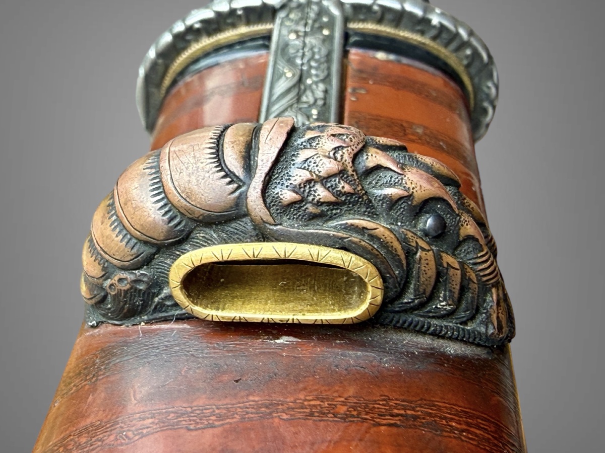 Japanese Wakizashi Sword, Silver Mountings, Blade Signed Tadaaki—edo Period (1603–1868).-photo-1