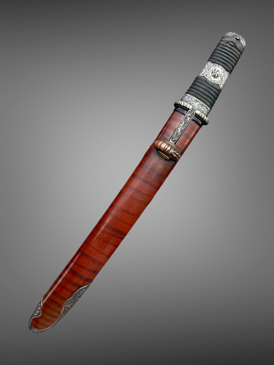 Japanese Wakizashi Sword, Silver Mountings, Blade Signed Tadaaki—edo Period (1603–1868).