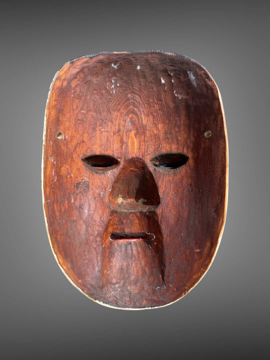Réunion de deux Masques De Théâtre Nô - Période Showa (1912-1989). -photo-3
