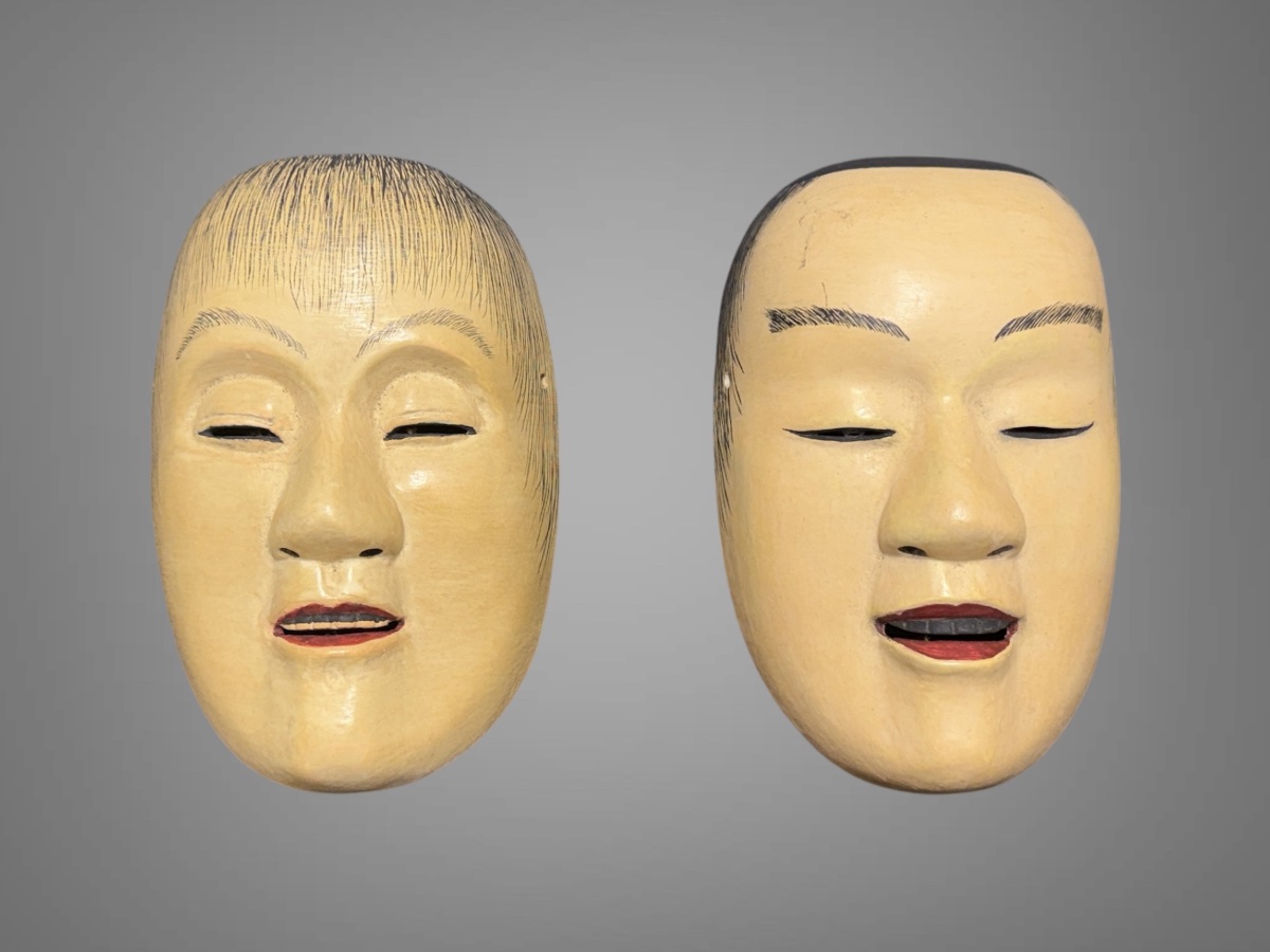 Réunion de deux Masques De Théâtre Nô - Période Showa (1912-1989). 