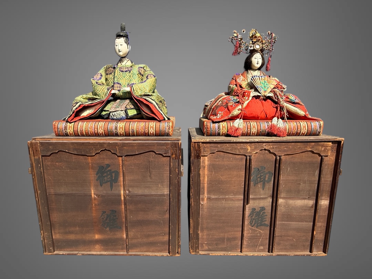 Poupées de type Kokin-bina, figurant le couple impérial - Période Edo (1603-1868).-photo-8