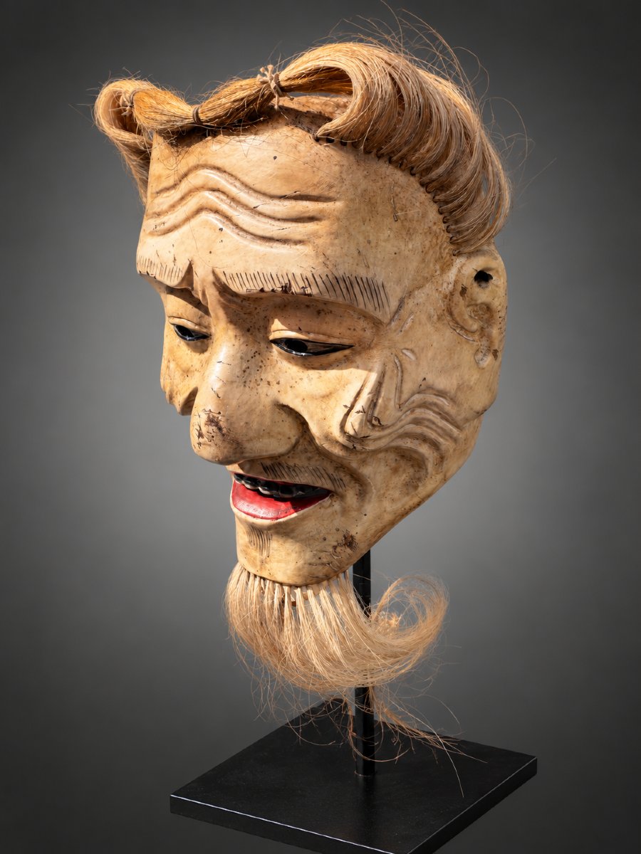 Noh Theater Masks Depicting An Old Man—showa Period (1912–1989). -photo-4