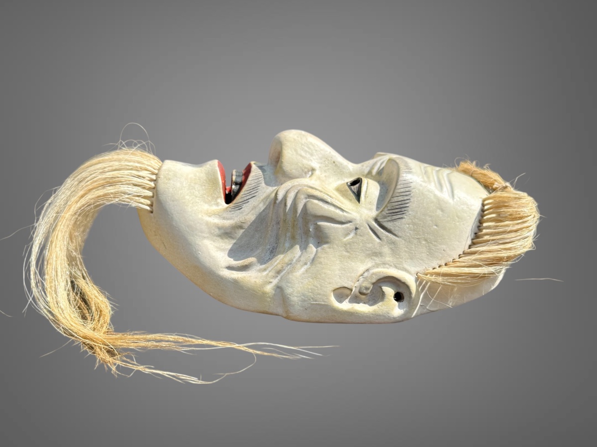 Masques De Théâtre Nô figurant un vieillard - Période Showa (1912-1989). -photo-3