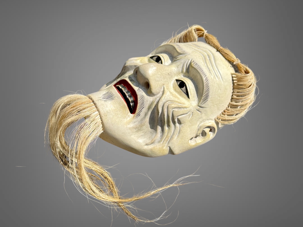 Masques De Théâtre Nô figurant un vieillard - Période Showa (1912-1989). -photo-4