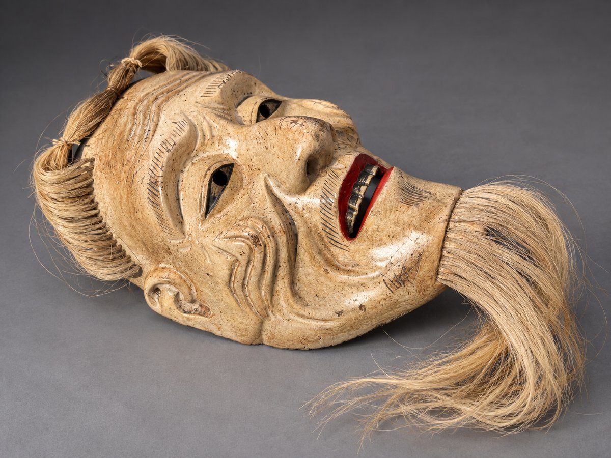 Noh Theater Masks Depicting An Old Man—showa Period (1912–1989). -photo-4