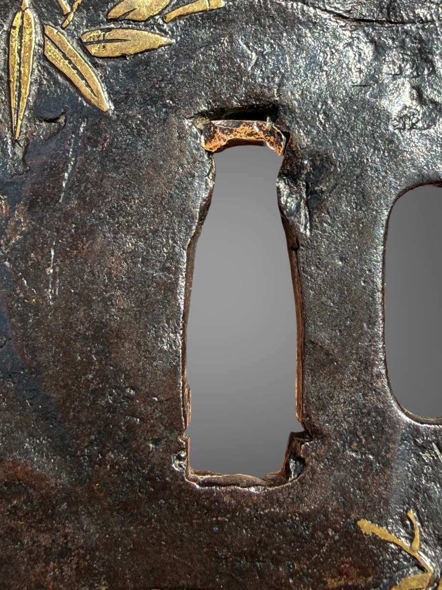 Wrought-iron Maru-gata Tsuba With Bamboo Motifs—edo Period (1603–1868).-photo-3