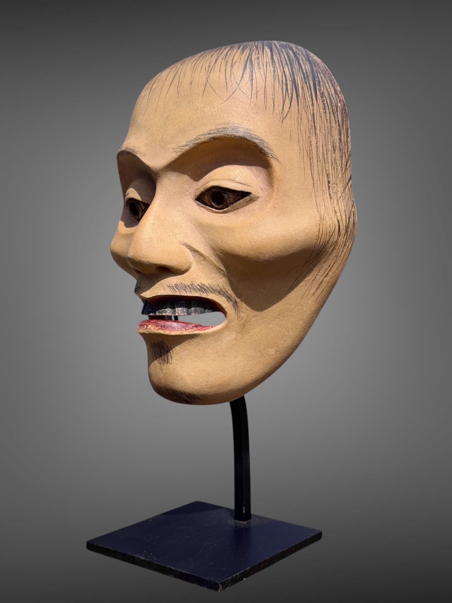 Masques De Théâtre Nô de type Yase-Otoko "Homme Émacié"  - Période Showa (1912-1989). -photo-2