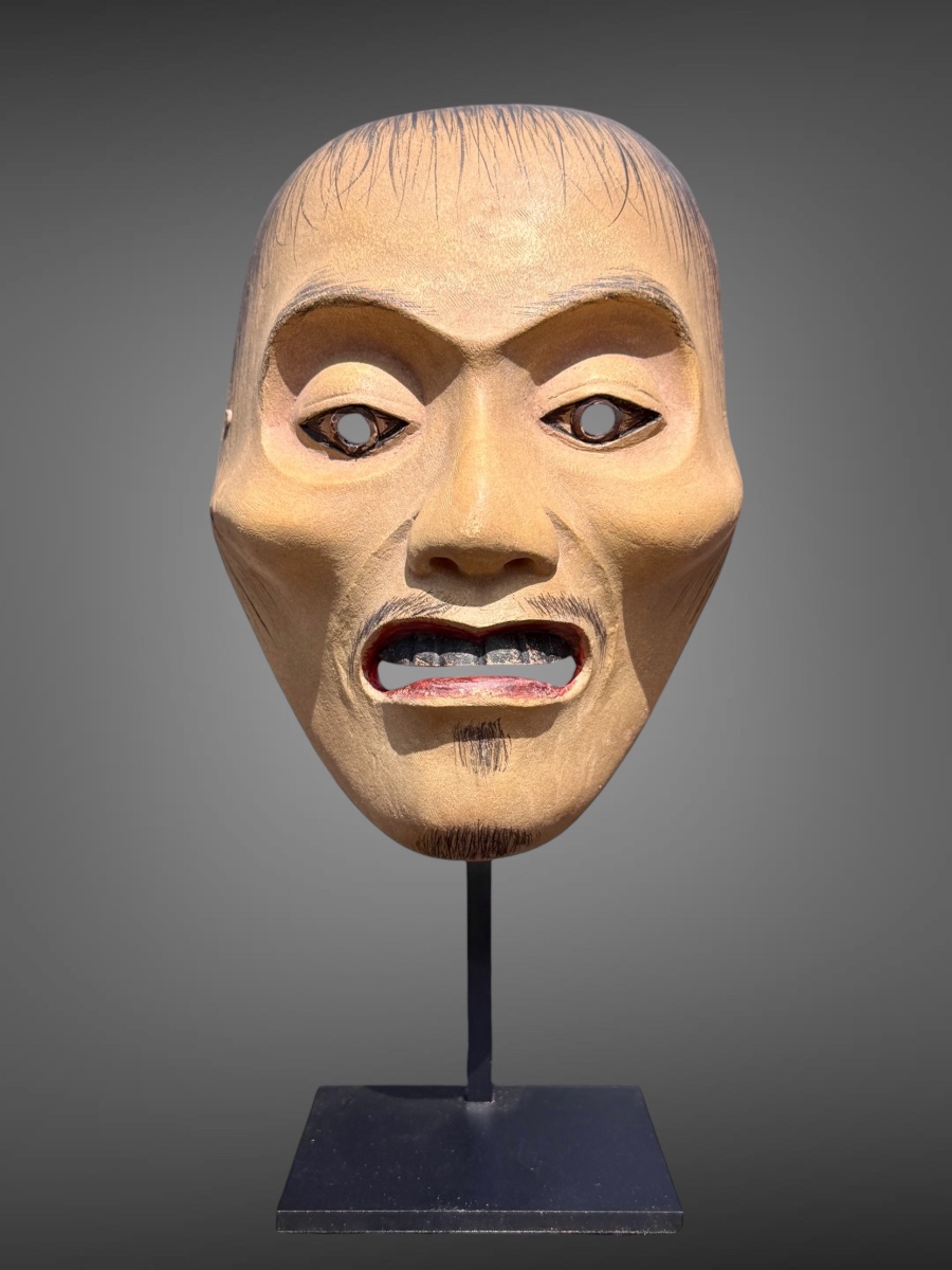 Masques De Théâtre Nô de type Yase-Otoko "Homme Émacié"  - Période Showa (1912-1989). 