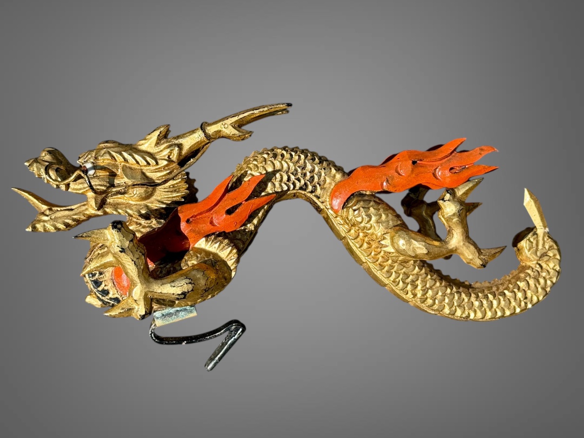 Kabuto de Samuraï à maedate dragon en bois laqué or- Periode Meiji (1868-1912). -photo-8