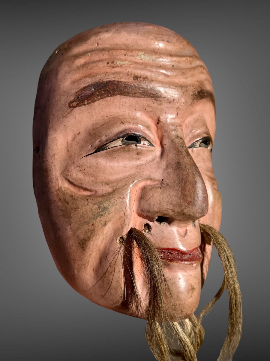 Masque De Théâtre Nô figurant un vieillard - Période Edo (1603-1868). -photo-6