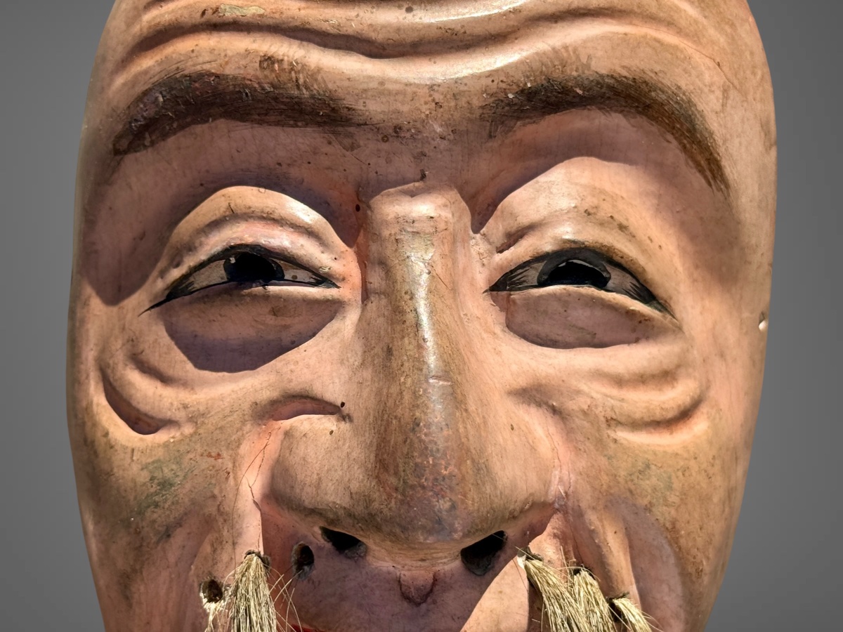 Masque De Théâtre Nô figurant un vieillard - Période Edo (1603-1868). -photo-8