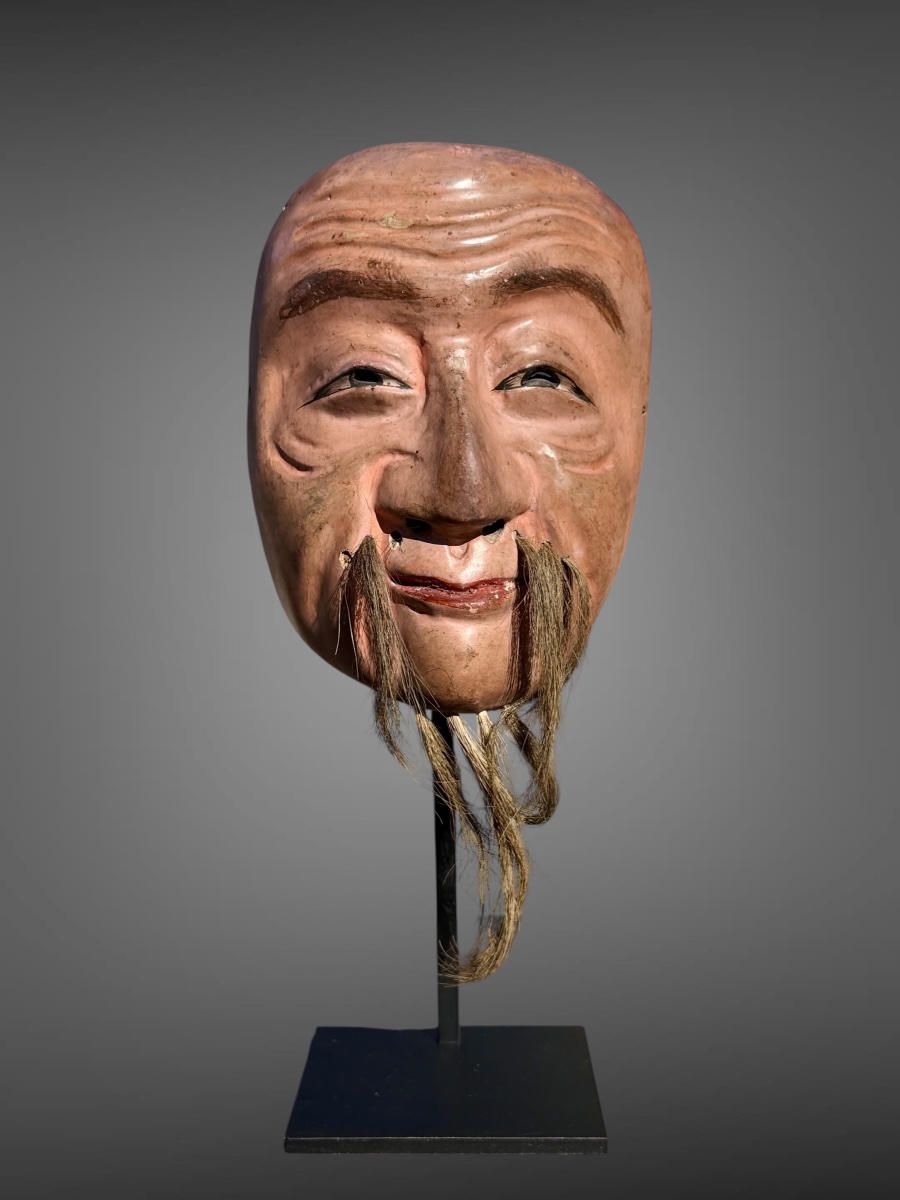 Masque De Théâtre Nô figurant un vieillard - Période Edo (1603-1868). 