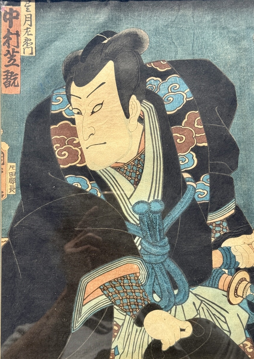 KUNISADA Utagawa - Estampe en diptyque figurant des acteurs de Kabuki -  Période Edo .-photo-2