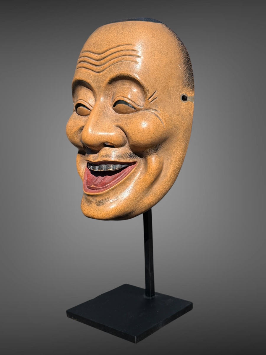 Masques De Théâtre Nô figurant Ebisu  - Période Showa (1912-1989). -photo-2
