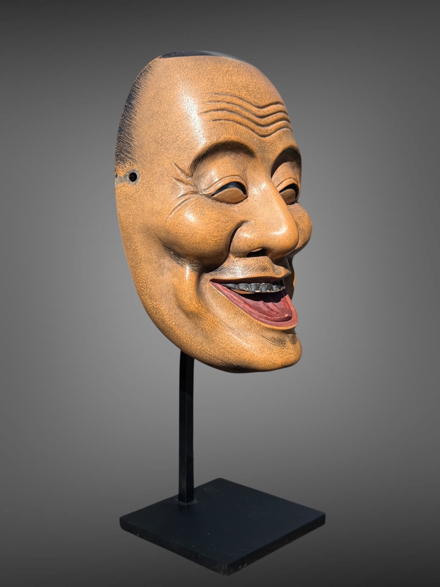 Masques De Théâtre Nô figurant Ebisu  - Période Showa (1912-1989). -photo-4