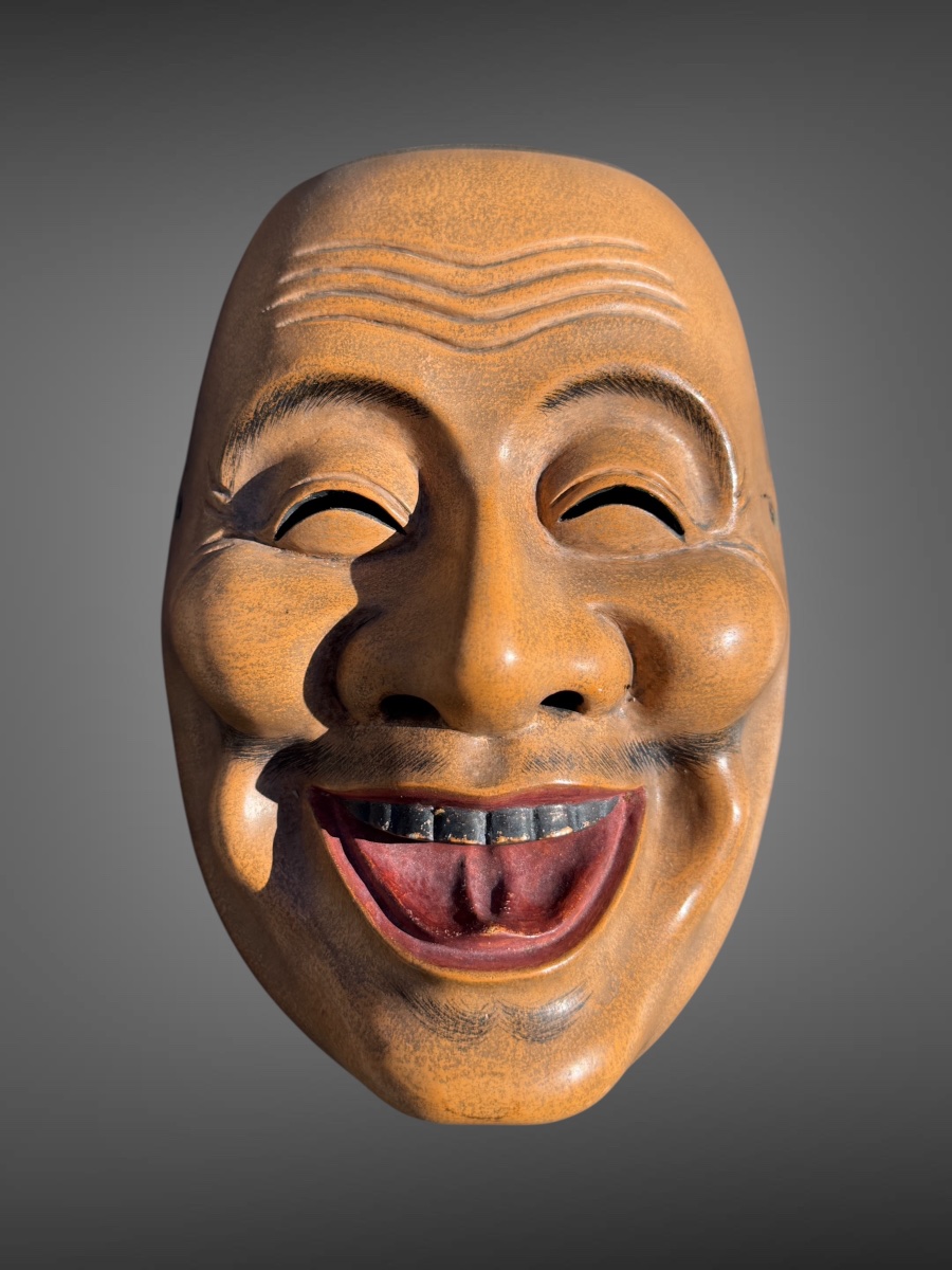 Masques De Théâtre Nô figurant Ebisu  - Période Showa (1912-1989). -photo-2