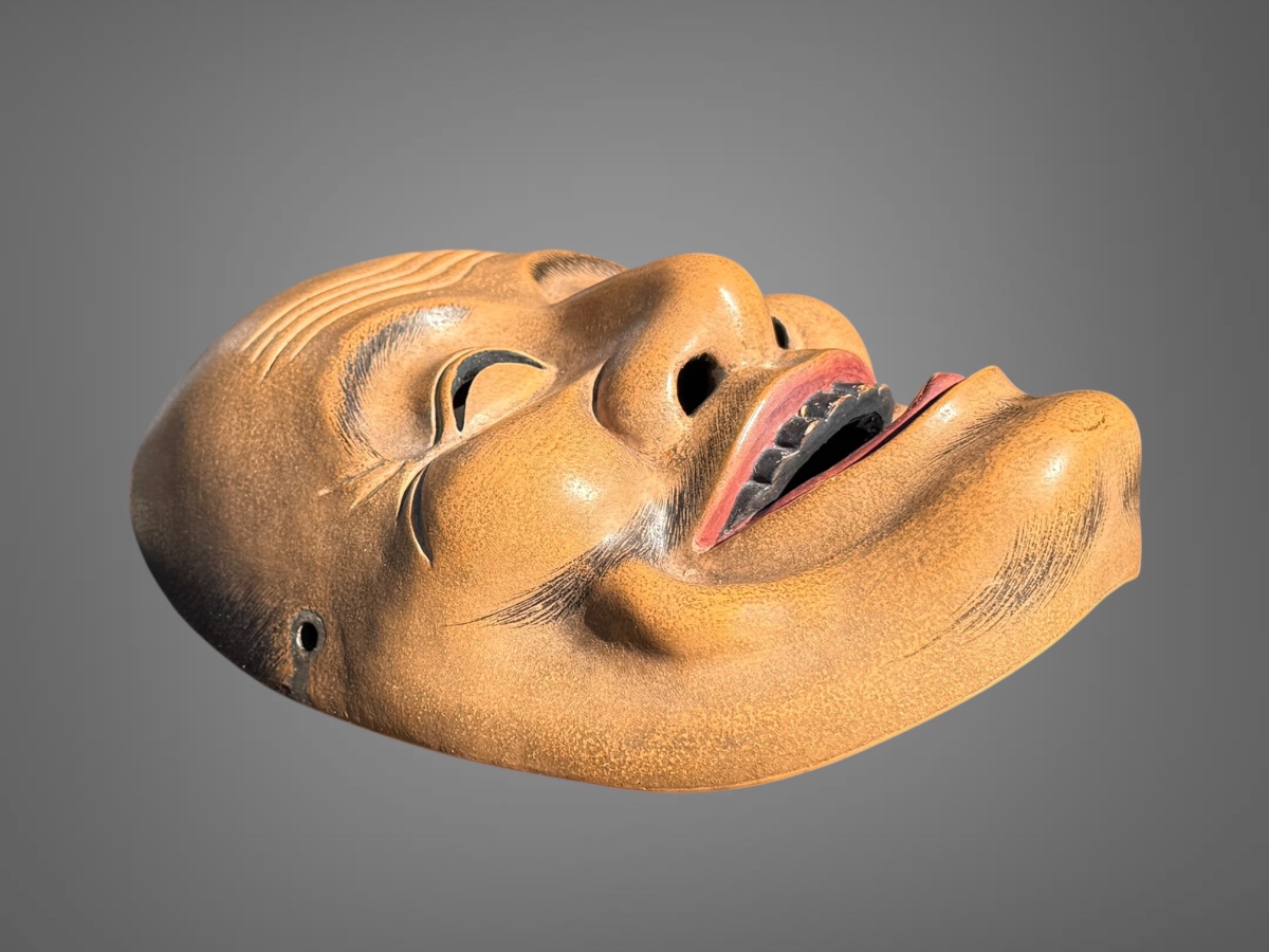 Masques De Théâtre Nô figurant Ebisu  - Période Showa (1912-1989). -photo-4