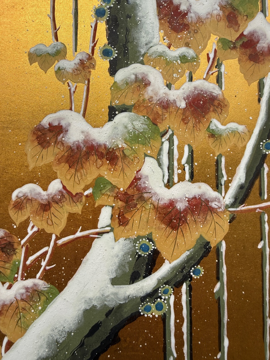 Important Two-panel Folding Screen—willow Trees In The Snow—meiji Period (1868–1912). -photo-4