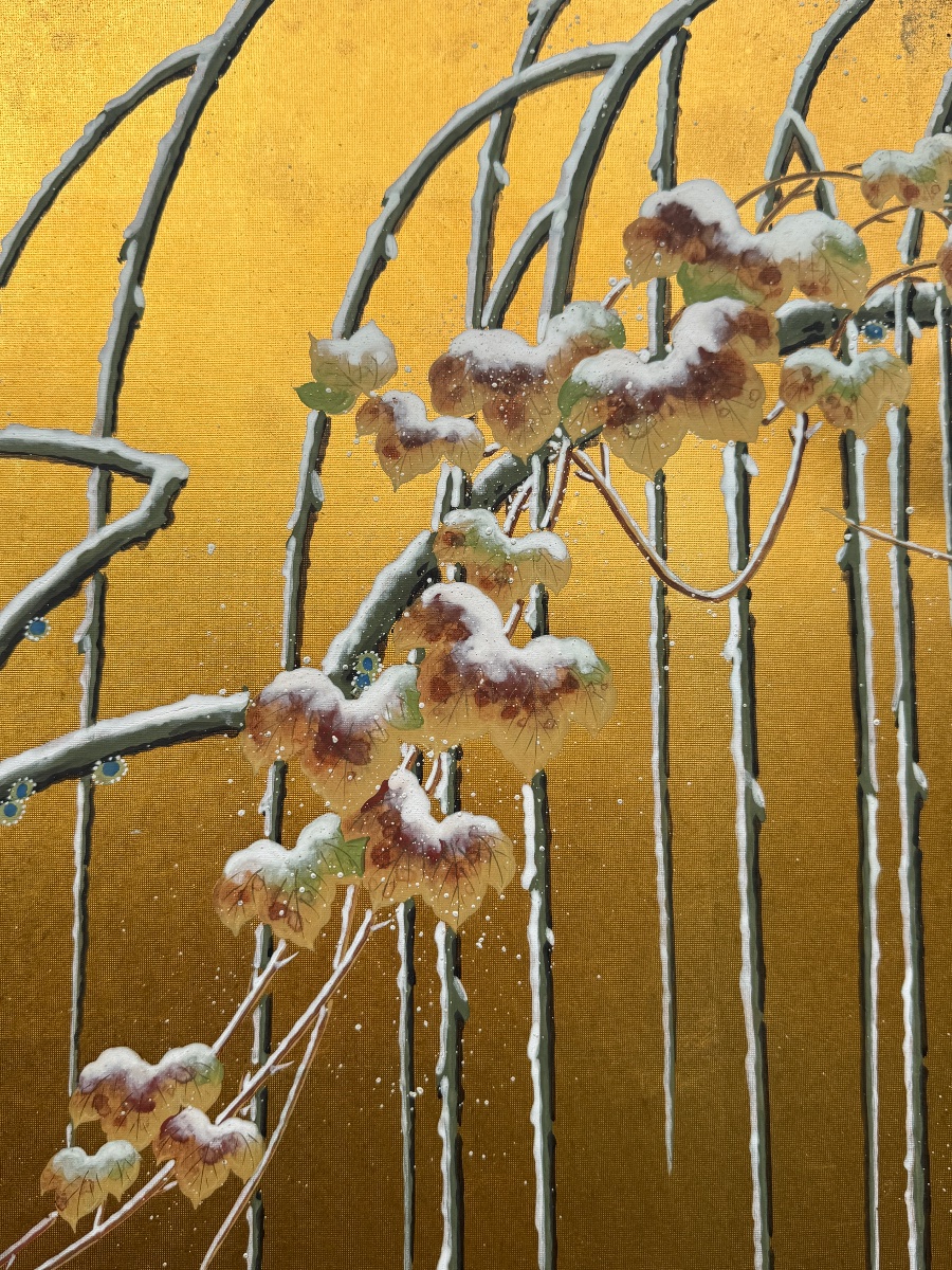 Important Two-panel Folding Screen—willow Trees In The Snow—meiji Period (1868–1912). -photo-2