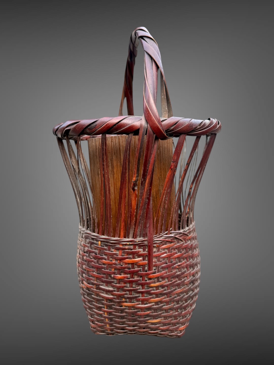 Signed Hanakago Basket For Ikebana—height: 33 Cm—meiji Period (1868–1912).-photo-3