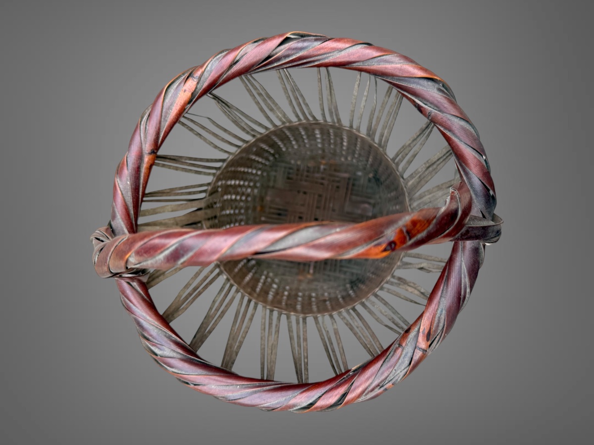 Signed Hanakago Basket For Ikebana—height: 33 Cm—meiji Period (1868–1912).-photo-2