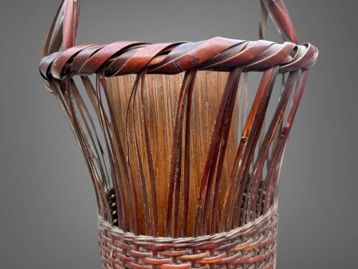 Signed Hanakago Basket For Ikebana—height: 33 Cm—meiji Period (1868–1912).-photo-6