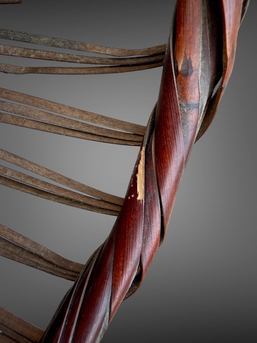 Signed Hanakago Basket For Ikebana—height: 33 Cm—meiji Period (1868–1912).-photo-8