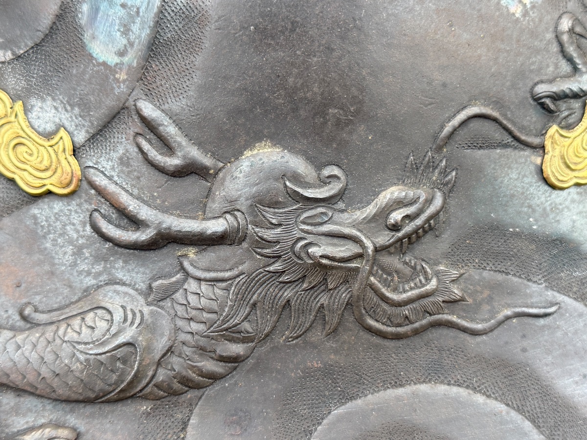Iron Samurai Jingasa, Signed - Diameter: 38.3 Cm - Edo Period (1603–1868).-photo-4