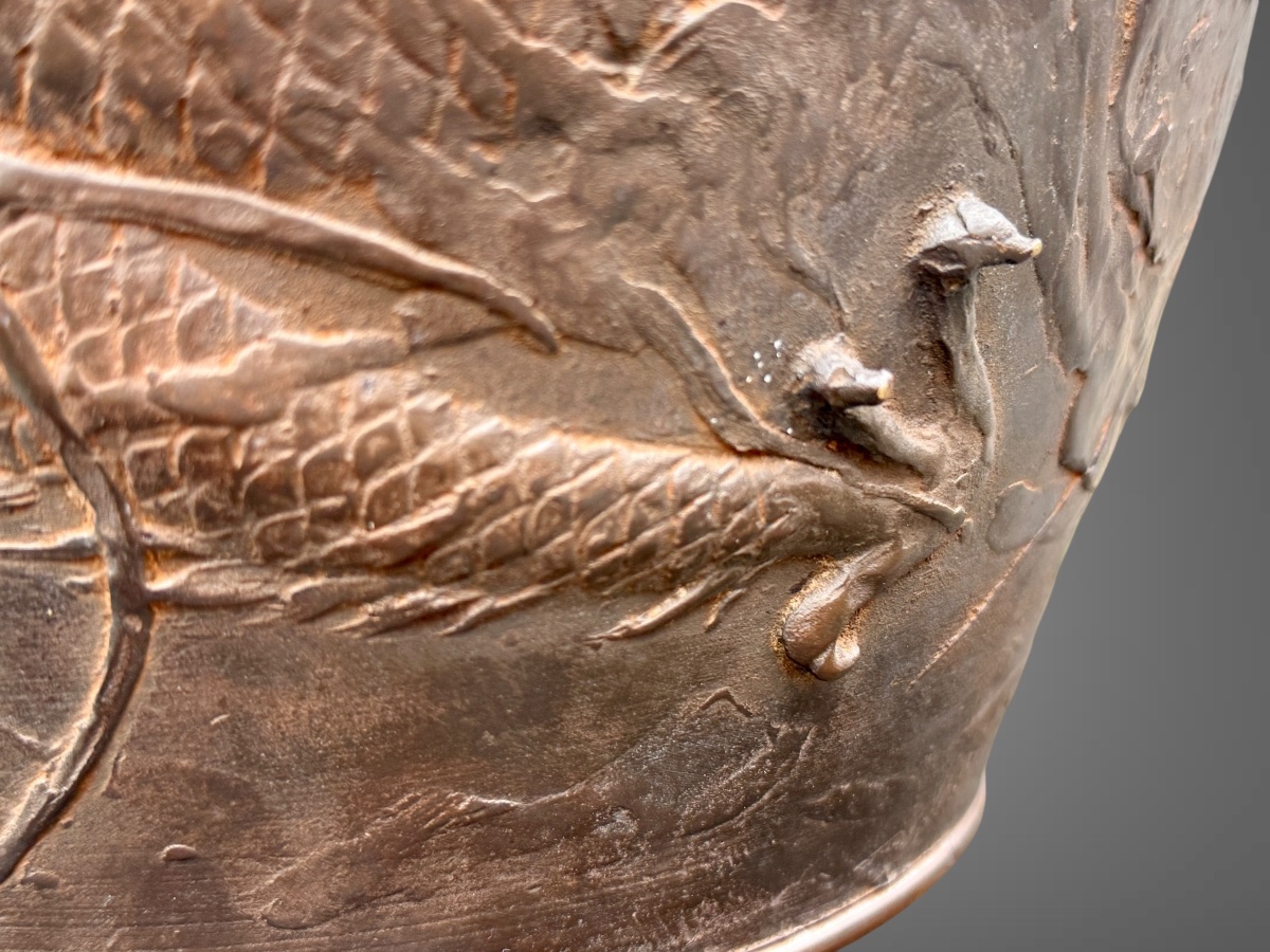 Important Bronze Vase With Dragons In High Relief—height: 40 Cm—meiji Period. -photo-5