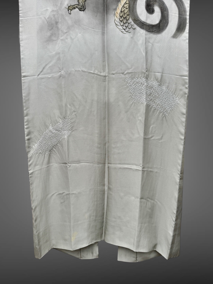 Silk Kimono Decorated With A Dragon In Front Of Mount Fuji—showa Period (1912–1989).-photo-4