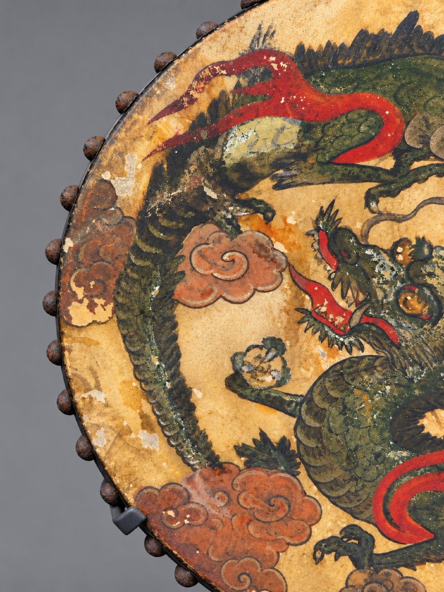 Antique Hira-daiko Drum With Polychrome Dragon Designs, Japan, 19th Century-photo-3