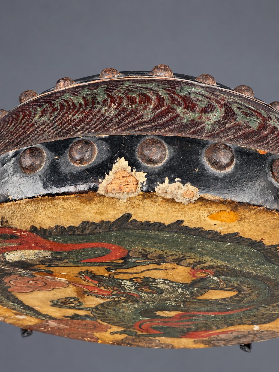 Antique Hira-daiko Drum With Polychrome Dragon Designs, Japan, 19th Century-photo-1