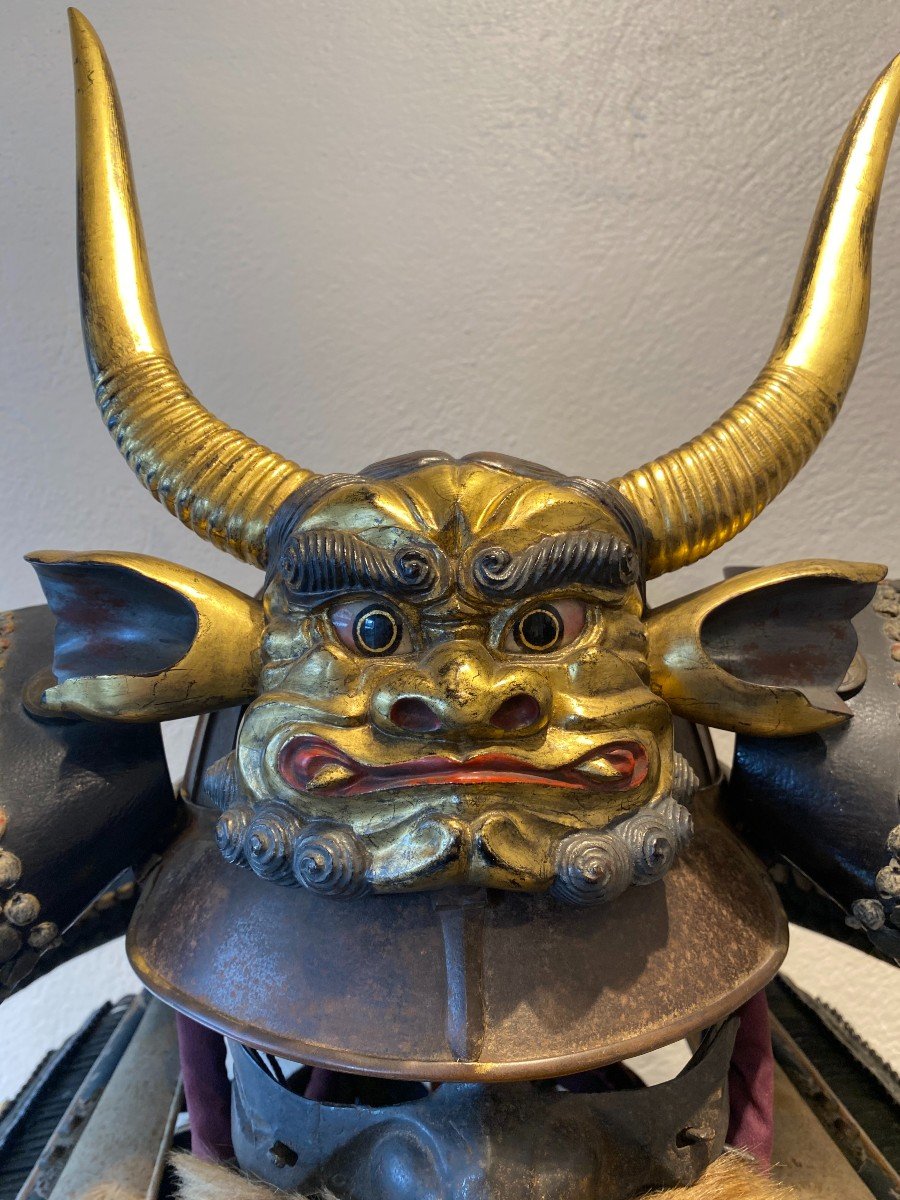 18 Eme Century Samurai Gray Yoroi Armor With Kabuto And Maedate Oni-photo-2