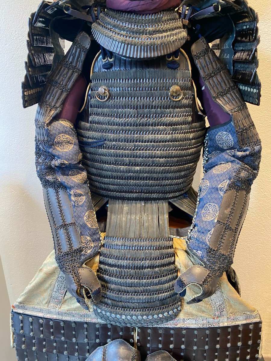 18 Eme Century Samurai Gray Yoroi Armor With Kabuto And Maedate Oni-photo-4